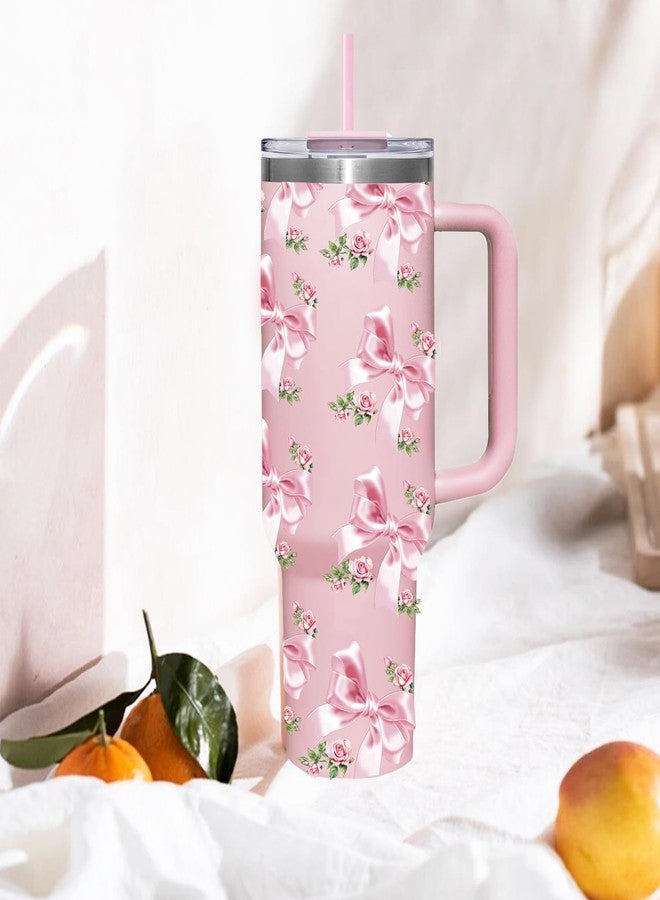 Foaryoer UV DTF Transfer Bow Stickers for Water Bottles,15 Sheets Pink Bow Rose Sticker for 40 OZ Love Shack Fancy Floral Stanley Cup Accessories, Cute Cup Stickers for DIY Tumbler,Water Bottles,Laptops(Pink) - Image 5